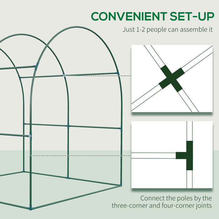 Walk-In Polytunnel Greenhouse - Sturdy Garden Greenhouse with Roll-Up Window, Door, 1.8x1.8x2m - Ideal for Plant Protection & Year-Round Gardening