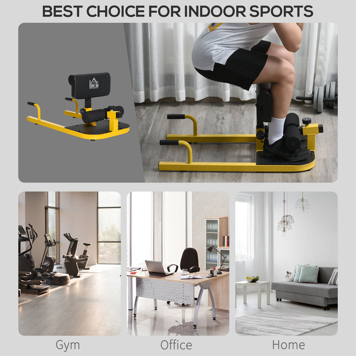 3-in-1 Padded Push Up Sit Up Sissy Squat Machine - Home Gym Leg Fitness Equipment, Yellow - Ideal for Full Body Workouts and Core Strength Training
