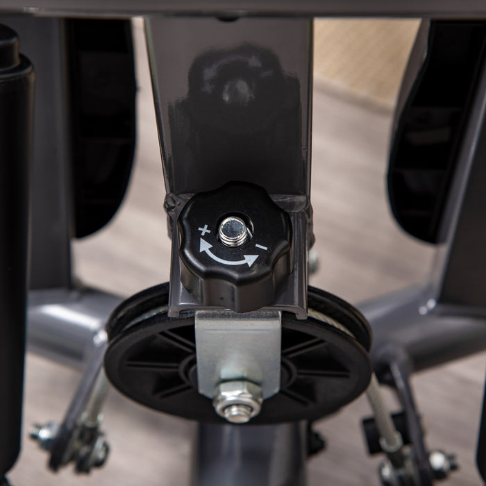 Adjustable Stepper Fitness Machine with LCD & Handlebars - Aerobic Exercise & Ab Workout Equipment, Grey - Ideal for Home Gym Cardio and Core Strengthening