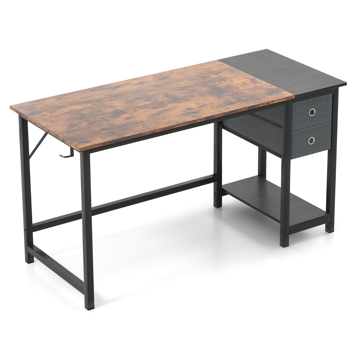 M - 140cm Office Desk with Computer Workstation - Features 2 Drawers and Hook for Organized Workspace