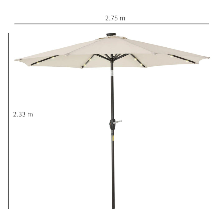 24 LED Light Outdoor Parasol - Tilt & Manual Crank Sun Shade Umbrella for Patio, Garden, Club Events - Ideal for Parties and Outdoor Comfort