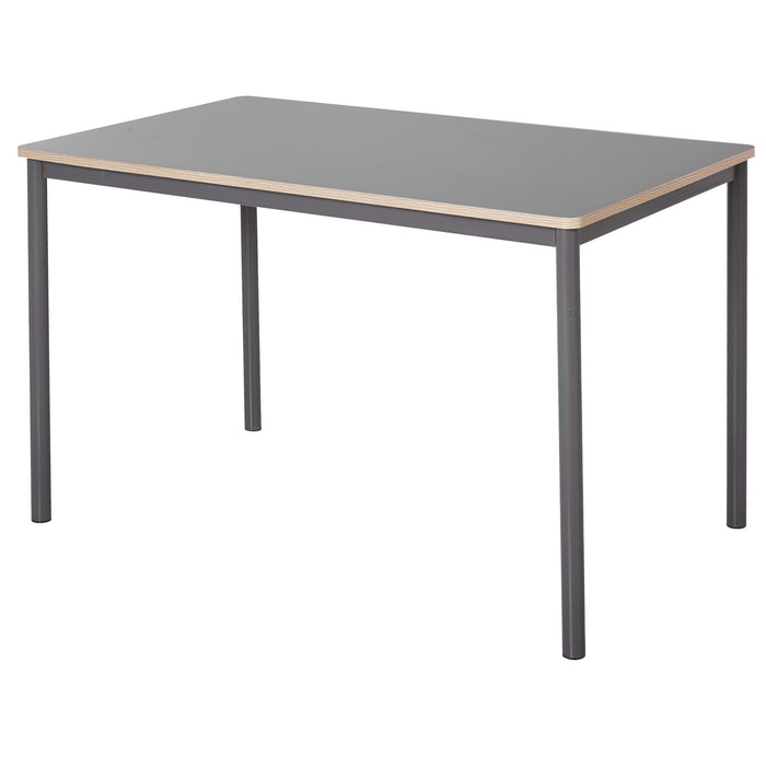 Minimalistic 120cm Dining Table with Steel Frame - Sturdy Rectangular Table with Foot Pads for Home & Work - Ideal for Dining and Display in Grey