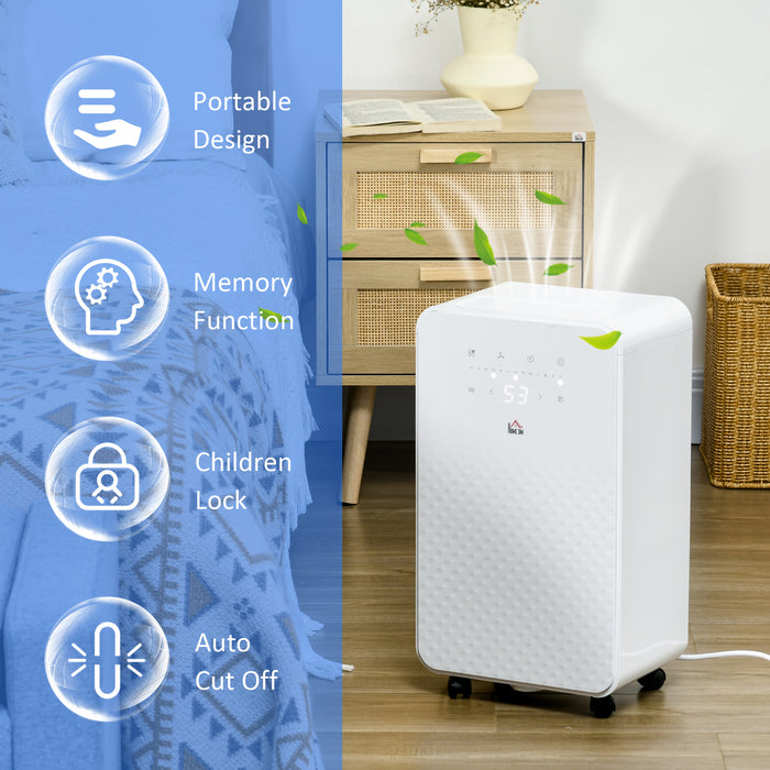 2000mL Compact Dehumidifier with Built-in Air Purifier - 24-Hour Timer, 5 Operating Modes, Up to 10L Daily Moisture Removal - Ideal for Home Laundry Rooms, Keeps Air Fresh and Dry