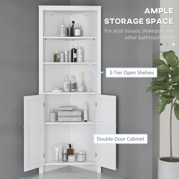 Triangle Corner Bathroom Cabinet - Space-Saving Storage Unit with Cupboard & 3 Shelves - Ideal for Small Bathrooms & Organizing Essentials