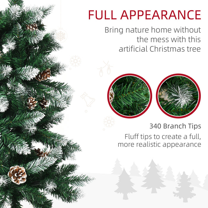 Artificial Christmas Tree with Pine Cones - 5-Foot Tall with Realistic Green and White Branches - Perfect for Indoor Festive Decorations