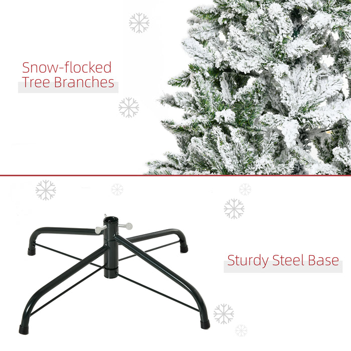 Snow Flocked Artificial Christmas Tree - 5 Ft Xmas Pine with 358 Realistic Branches & Steel Base - Ideal for Festive Holiday Decor & Easy Assembly