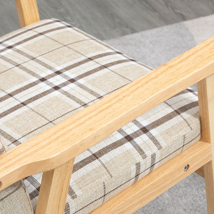 Modern Accent Chair with Cushioned Seat - Upholstered Linen-Feel Design, Wooden Legs for Bedroom & Living Room - Comfy Armchair in Beige for Relaxing & Styling Your Space