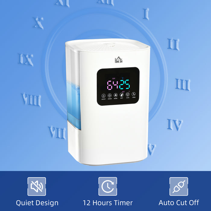 Warm & Cool Mist Humidifier 6L - Bedroom Air Humidifier with LED Display, Quiet Operation, Remote Control - Auto Mode, 13H Runtime for 20㎡ Spaces, White