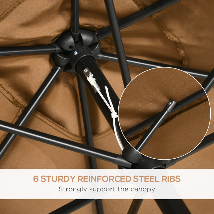 Rectangular Garden Parasol Umbrella 3x2m with Tilt Function - Outdoor Sun Shade Canopy, Aluminium Frame, and Crank Mechanism, Brown - Ideal for Patio, Backyard, or Poolside Relaxation