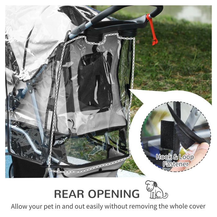 Folding Pet Stroller for Mini Dogs and Cats - Lightweight Pushchair with Canopy, Cup Holder, and Undercarriage Basket - Safe and Comfortable Travel for Small Animals with Reflective Safety Features