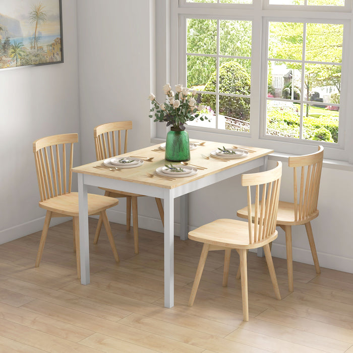 Pine Wood Frame Farmhouse Dining Table - 120x75 cm Space-Saving Kitchen Table in Natural Finish - Ideal for Dining Rooms and Cozy Spaces