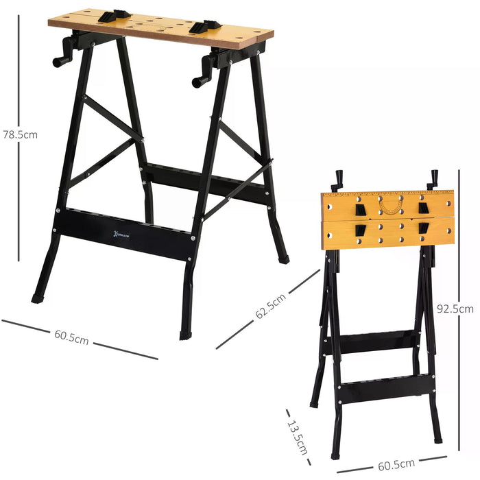 4-in-1 Multipurpose Workbench - Portable Saw Horse & Clamp Table with Adjustable Pegs - Ideal for Home DIY Projects & Garage Workspaces