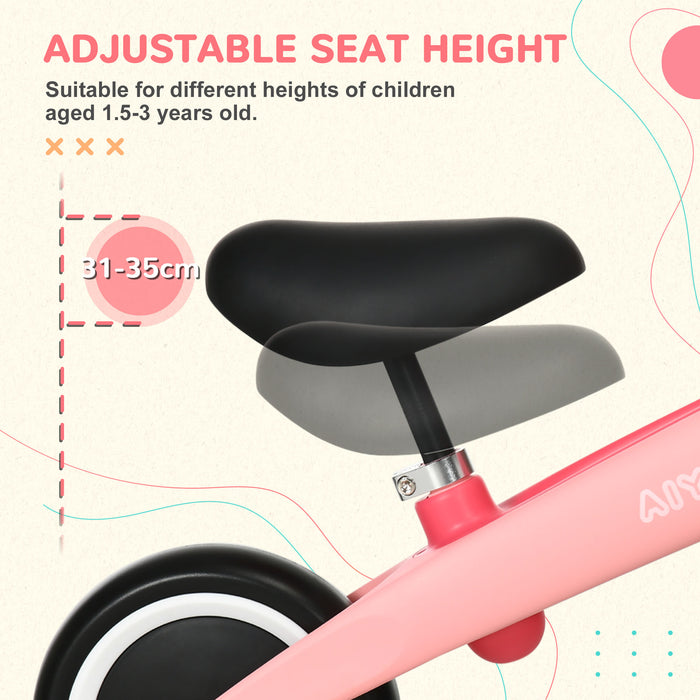 Adjustable Pink Balance Bike for Toddlers - Safe Riding Toy for Ages 1.5 to 3 - Builds Motor Skills & Confidence