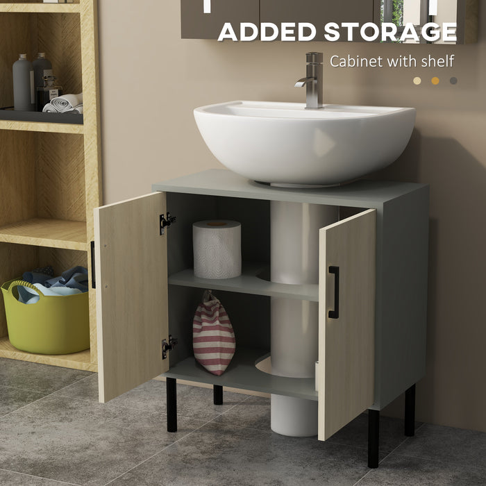Under Sink Storage Cabinet - Bathroom Vanity Unit with Double Doors & Shelves, 60x30x61cm - Space-Saving Organizer for Bathroom Essentials