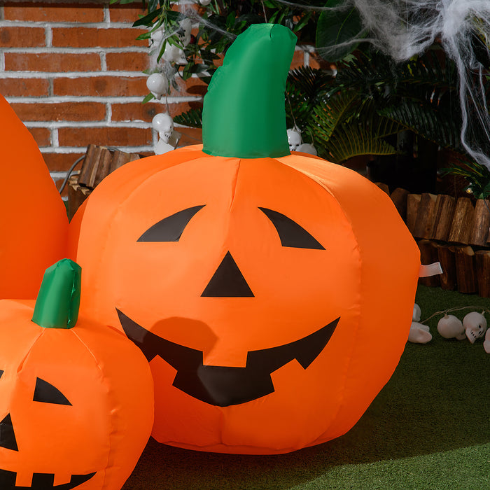 Large 6ft Inflatable Halloween Pumpkin with Hat and LED Lights - Includes Four Mini Pumpkins, Blow-Up Outdoor Decoration - Quick Setup for Festive Garden Display