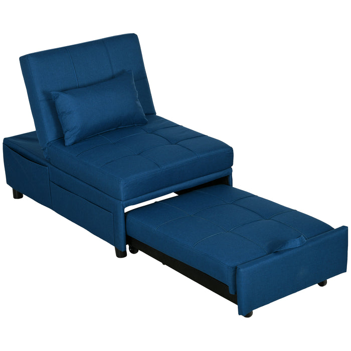 3-in-1 Multi-Functional Sleeper Chair Bed with Padding Seat - Convertible Chair to Bed Recliner, Adjustable Backrest & Wheels, Includes Pillow - Space-Saving Solution for Guests or Small Spaces
