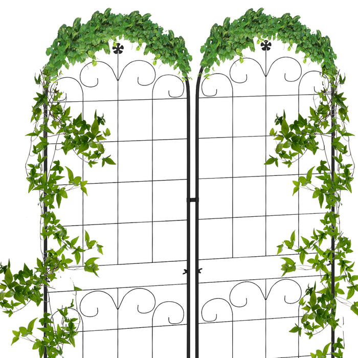 Garden Trellis Support Set of 2 - Metal Frames for Climbing Plants with Elegant Floral Design - Outdoor Decor & Plant Growth Enhancer