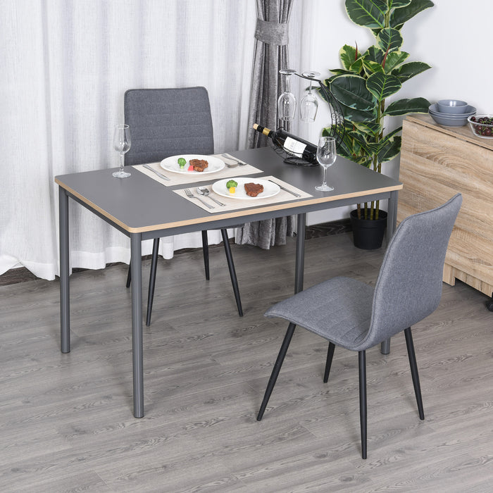 Minimalistic 120cm Dining Table with Steel Frame - Sturdy Rectangular Table with Foot Pads for Home & Work - Ideal for Dining and Display in Grey