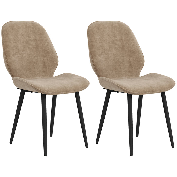 Velvet Dining Chairs with Metal Legs - Set of 2 Light Brown Seats for Dining and Living Room - Elegant Comfort for Mealtime and Leisure