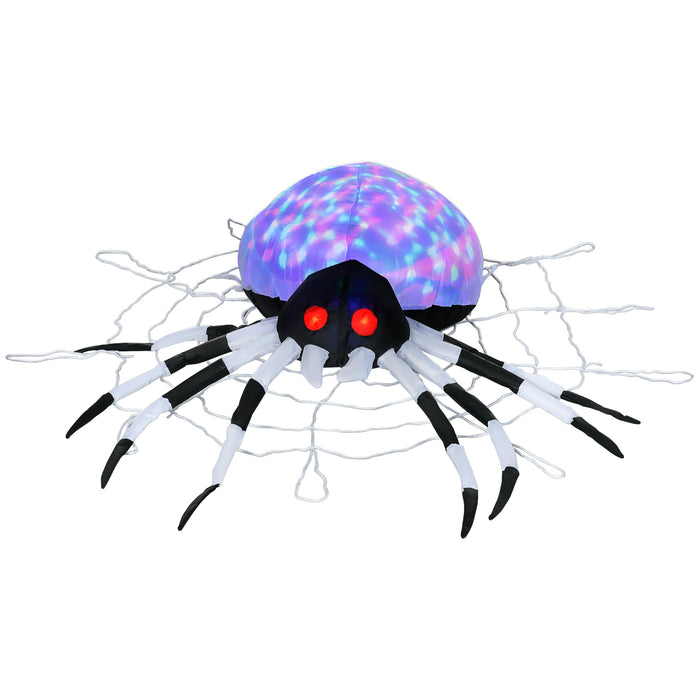 Giant 5FT Halloween Inflatable Spider - Colorful LED-Lit Hanging Outdoor Decor - Perfect for Spooky Lawn Displays and Parties