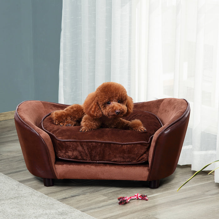 Pet Sofa Dog Couch with Plush Cushion - Cozy Lounging Furniture for Cats and Small Dogs - Durable and Stylish Pet Sofa in Classic Brown