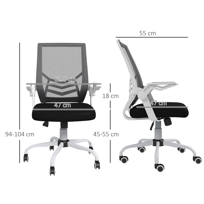 Ergonomic Mesh Office Chair with Flip-up Armrests - Lumbar Support and Smooth-Rolling Swivel Wheels - Comfortable Seating for Home Office and Desk Work