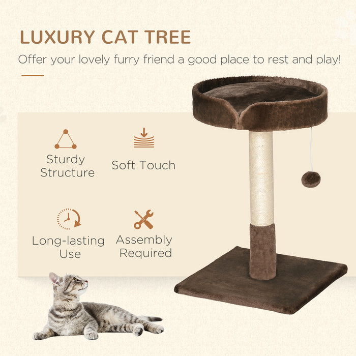 Compact Indoor Cat Tree Tower - Sisal-Wrapped Scratching Post, Plush Kitten Bed & Playful Hanging Ball Toy - Space-Saving Feline Playground for Climbing, Scratching & Lounging
