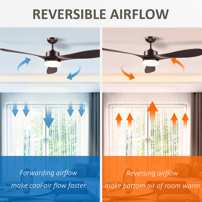 Brown Modern LED Ceiling Fan with Reversible Function - Indoor Mount with Remote Control, Elegant Lighting - Perfect for Bedroom and Living Room Comfort