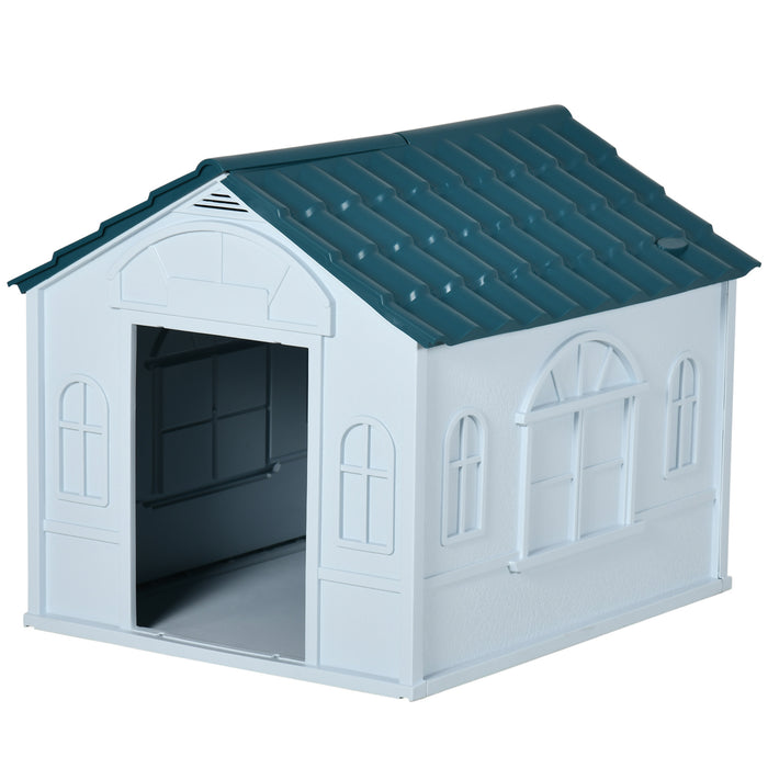 Weatherproof Blue Plastic Dog Kennel - Durable Outdoor Shelter for Pets - Ideal for Small to Medium Sized Dogs