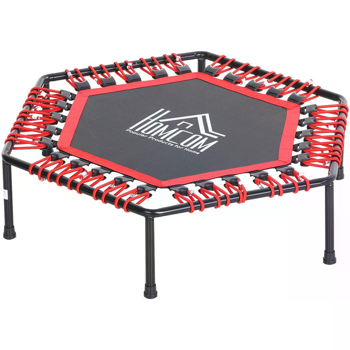 Mini Hexagon 40" Trampoline with Steel Frame - Durable Red Bounce Surface for Kids - Indoor/Outdoor Fitness Rebounder for Children