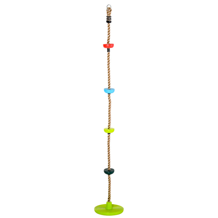 Multicolor Rope Disc Swing with Climbing Platforms - Outdoor Playground Set for Kids - Enhance Coordination in Backyard Play Areas