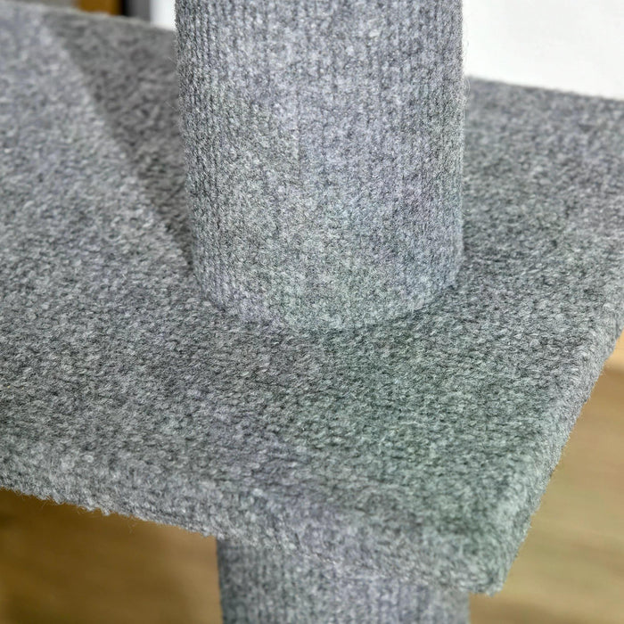 Floor-to-Ceiling 260cm Cat Tree with 3 Perches - Sturdy Kitten Activity Scratching Center, Grey Cat Tower Furniture - Ideal for Playful Felines & Claw Health Management
