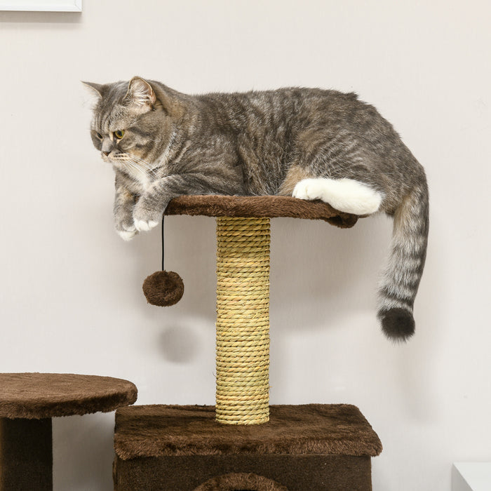 Modern 136cm Cat Tree Tower - Indoor Scratching Posts, Multi-Level House & Platforms with Toy Ball - Ideal for Playful Cats and Kittens