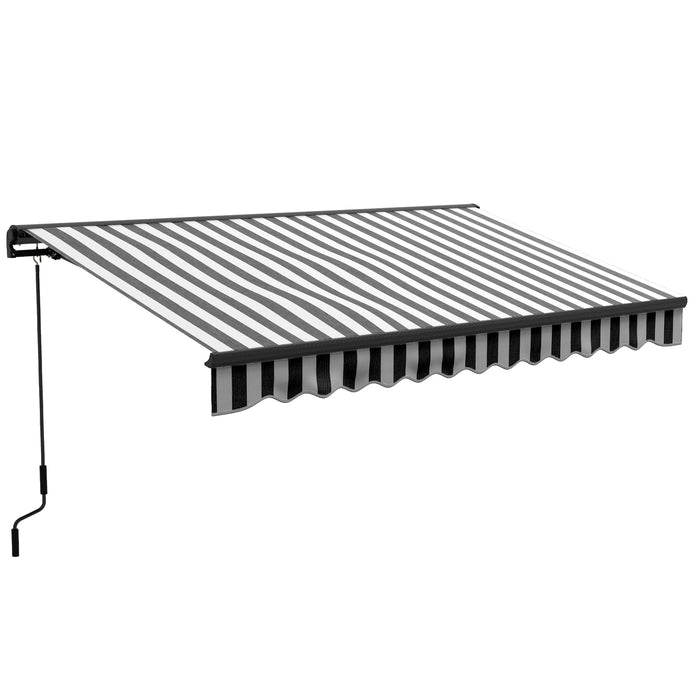 Aluminium Frame Electric Awning 3.5 x 2.5m - Retractable Sun Canopy for Patio & Door Windows, Grey and White - Ideal Shade Solution for Outdoor Living Spaces