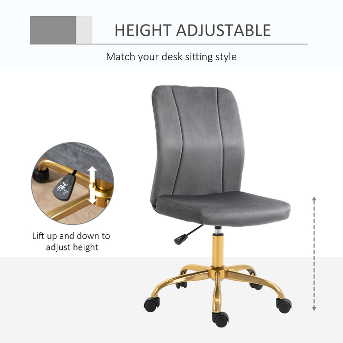 Ergonomic Velvet Office Desk Chair - 360° Swivel Wheels, Height-Adjustable Seat - Comfortable Computer Chair for Work and Study