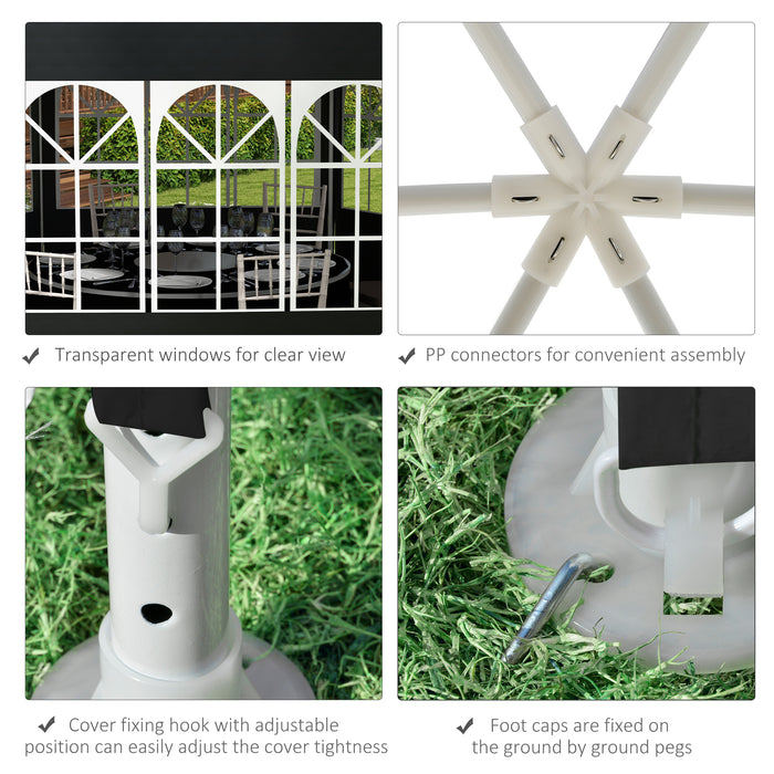 Waterproof 4m Party Tent Gazebo - Outdoor Wedding Canopy with PE Shade and 6 Removable Side Walls - Ideal for Events and Gatherings