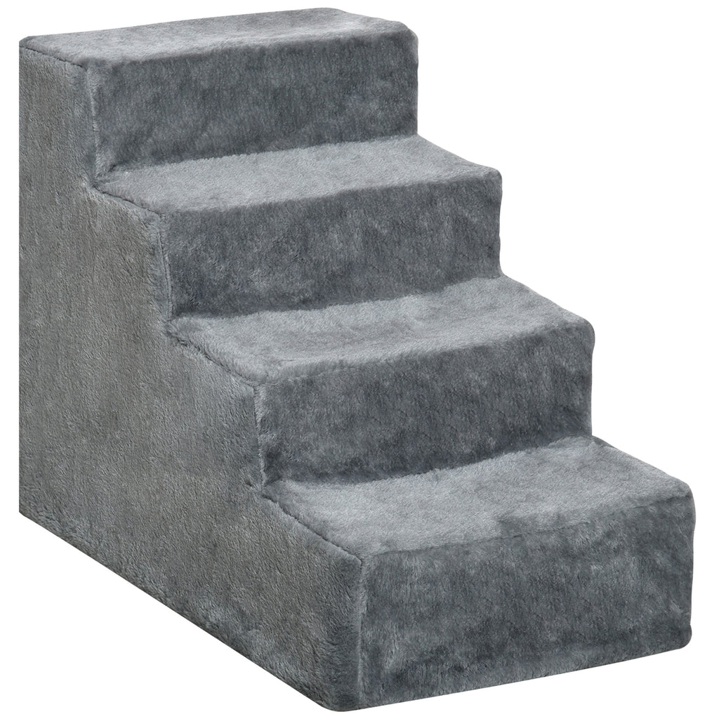 4-Step Dog Stairs with Washable Plush Cover - Ideal for High Beds and Sofas - Pet Access Solutions for Small Dogs and Cats