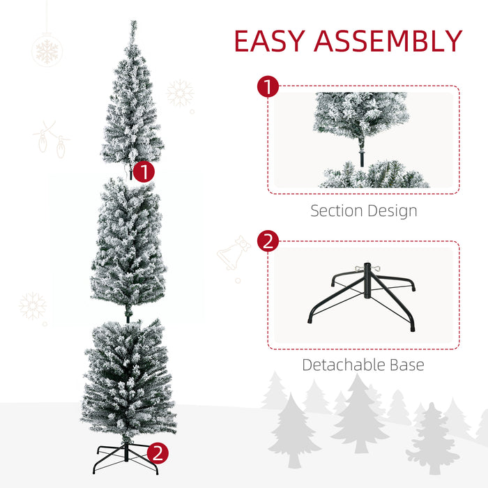Artificial Prelit Christmas Tree, 7.5 Ft - Warm White LED Lights, Flocked Tips, Adorned with Berries and Pine Cones - Festive Holiday Decoration for Home