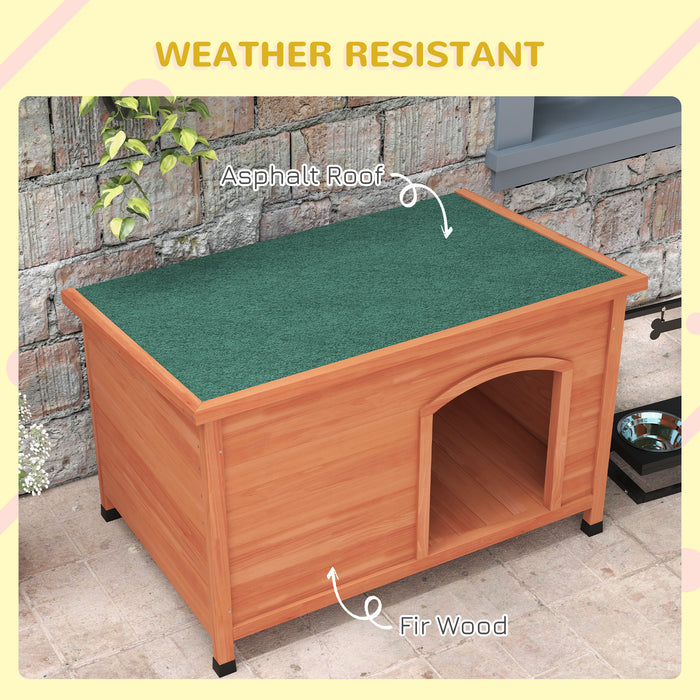 Outdoor Wooden Dog Kennel - Removable Floor, Openable Roof, Water-Resistant - Comfortable Shelter for Pets in Natural Wood Tone
