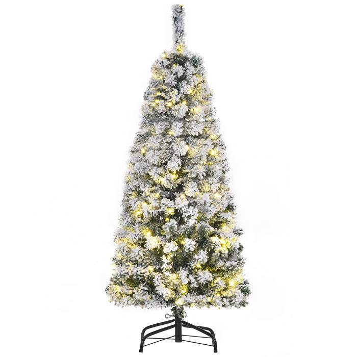 4ft Pre-Lit Snow Flocked Artificial Christmas Tree - Warm White LED Lights, Holiday Decor - Perfect for Festive Home Xmas Ambiance
