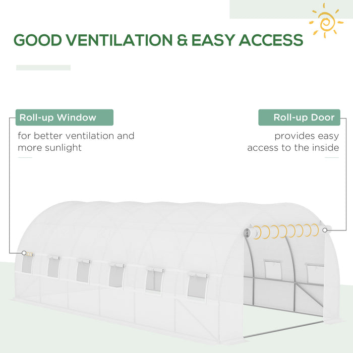 Winter Garden Plant PE Replacement Cover - Greenhouse with Roll-Up Windows and Door, 6x3x2m in White - Ideal for Protecting Plants in Cold Weather