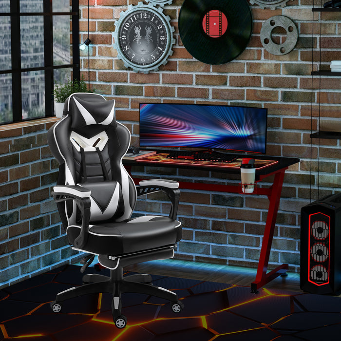 Ergonomic Racing Chair with Adjustable Features - Comfortable Gamer and Office Recliner with Headrest, Lumbar Support, and Footrest - Ideal for Long Sitting Sessions and Improved Posture