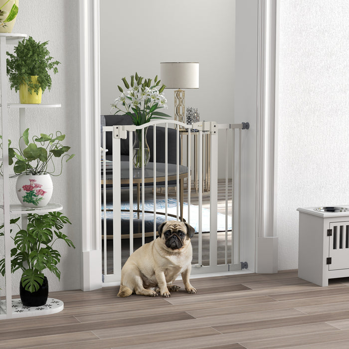 Adjustable Metal Pet Gate 74-87cm - Auto-Close Safety Barrier for Dogs & Cats - Ideal for Home Doorways & Staircases