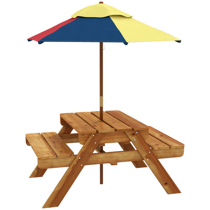 3-in-1 Kids Picnic Table Set with Sand Pit - Garden Activity Table with Removable Parasol - Perfect for Children Aged 3-6 Years