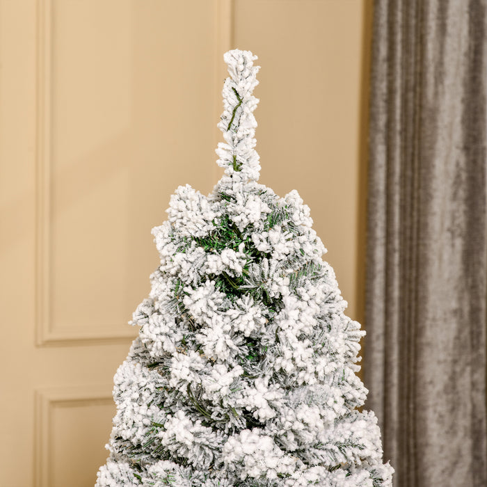 Pre-Lit Artificial Snow Flocked Christmas Tree with Warm LED Lights - 5ft Green and White Holiday Home Decor - Perfect for Festive Xmas Celebrations