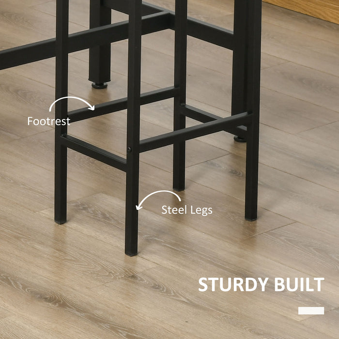 Industrial Bar Table Set - 3-Piece Rustic Brown Breakfast Counter with Matching Stools - Ideal for Kitchen & Living Room Space Saving Dining