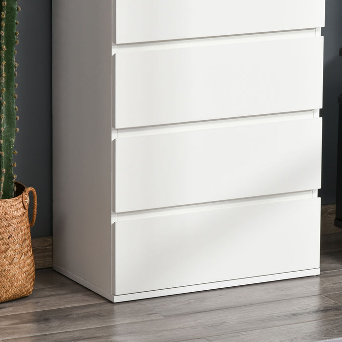 5-Drawer Chest - Freestanding Storage Cabinet for Bedroom and Living Room - Contemporary White Tower Unit for Home Organization