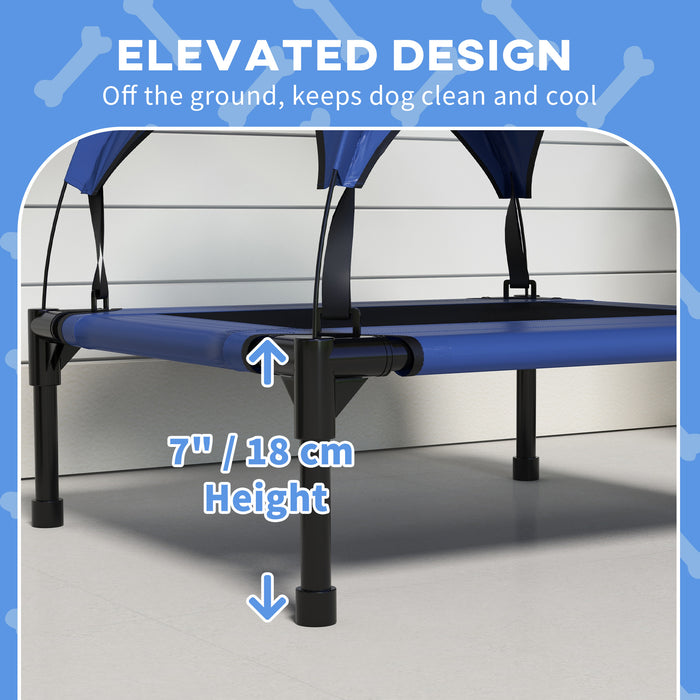 Elevated Dog Bed with Breathable Mesh - Durable Pet Cot with Non-Slip Feet, Easy Clean Fabric - Ideal for Small to Medium Dogs, 76x61x69.5cm, Dark Blue