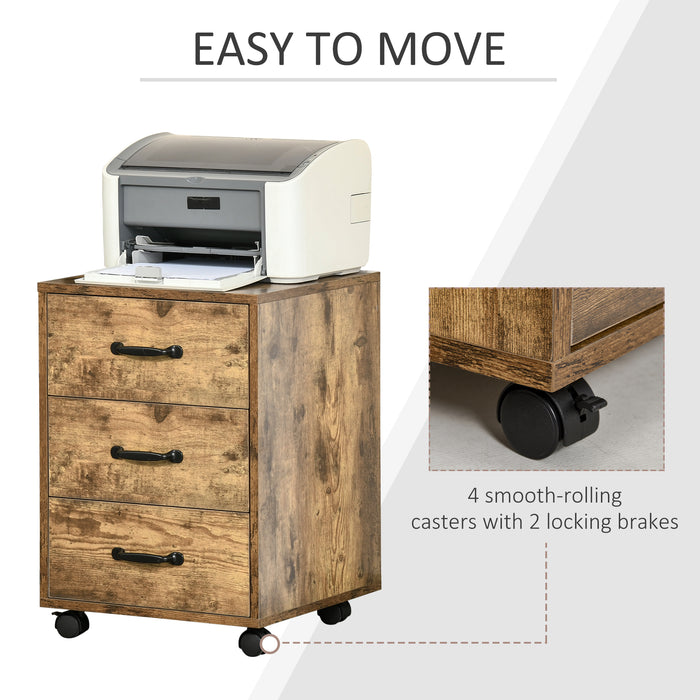 Under Desk Mobile Filing Organizer with 3 Drawers - Rolling File Cabinet for Home Office Organization - Ideal Bedroom Storage Solution