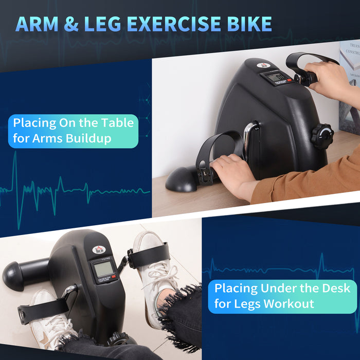 Compact LCD Display Mini Exercise Bike for Fitness - 9W x 40D x 31H cm, Sleek Black - Ideal for Small Space Workouts and Rehabilitation